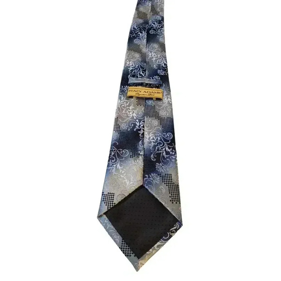 Stacy‎ Adams Signature Gold Luxury Hand Made 100% Microfiber Men's Neck Tie Blue - Picture 5 of 13